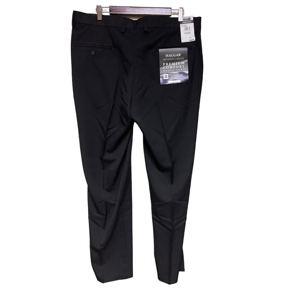 NEW! Haggar Premium Comfort Slim Wrinkle Free Black Dress Pants 38 x 32 Men's - Picture 4 of 7